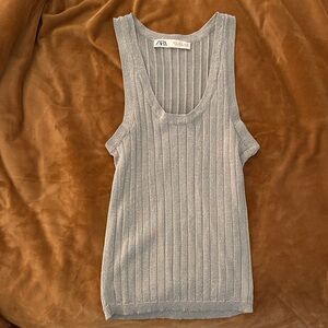 Zara Light Gray Ribbed Sleeveless Top